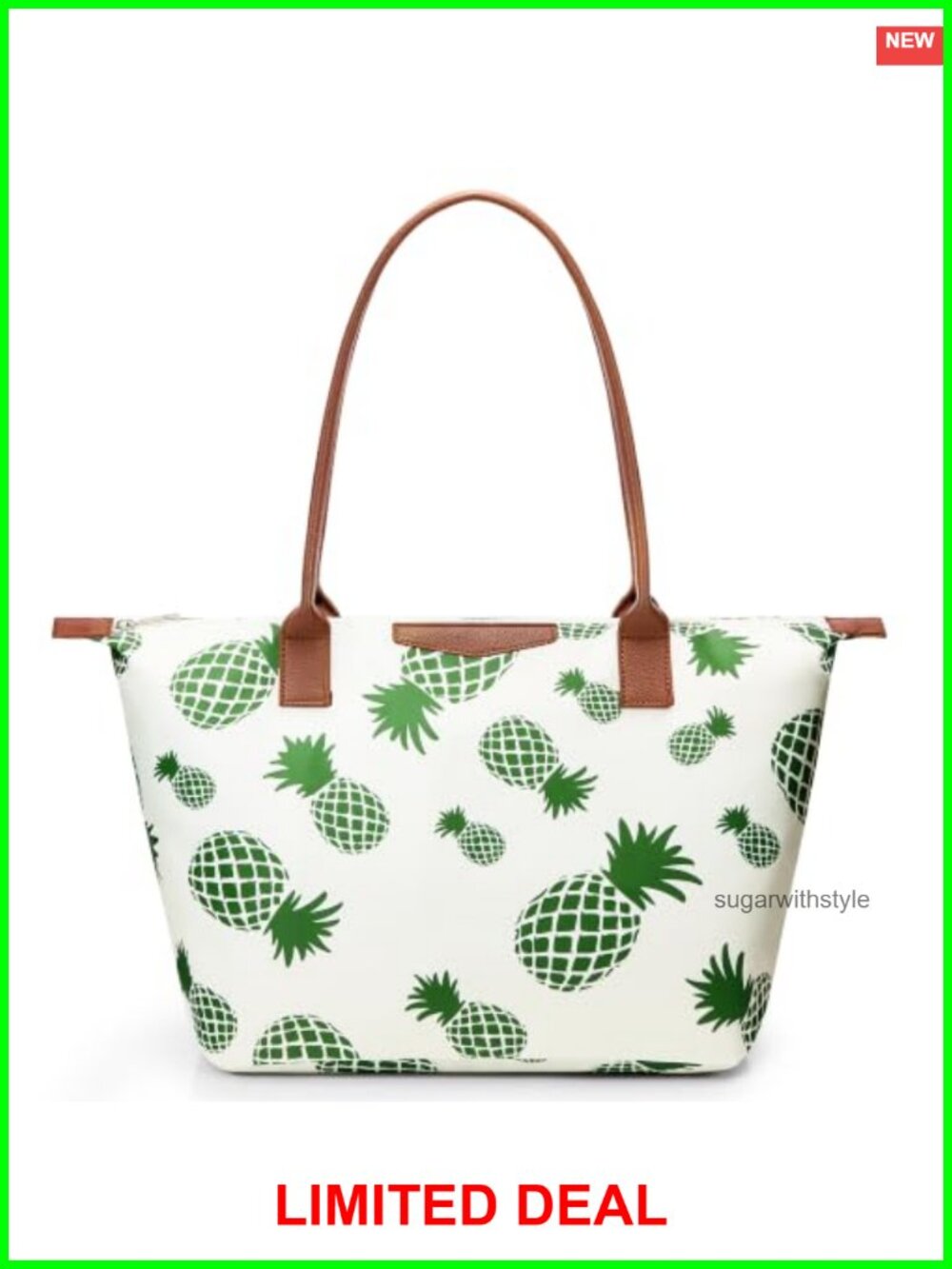 Nylon Tote Bag Large Zippered Shoulder Handbag